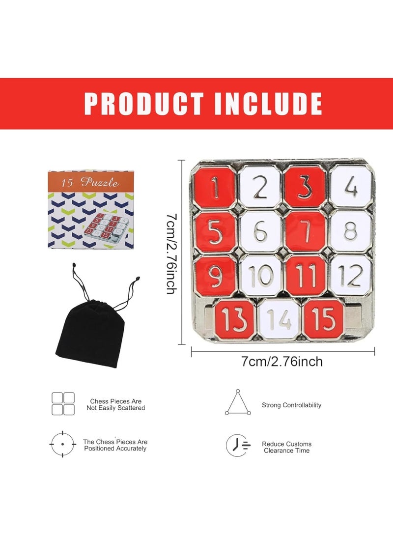 لعبة الألغاز المنزلقة بالأرقام، لعبة الألغاز المعدنية 15، لعبة تعليمية للأطفال والبالغين، تطور مهارات التفكير المنطقي وحل المشكلات والمهارات المعرفية - Image 2